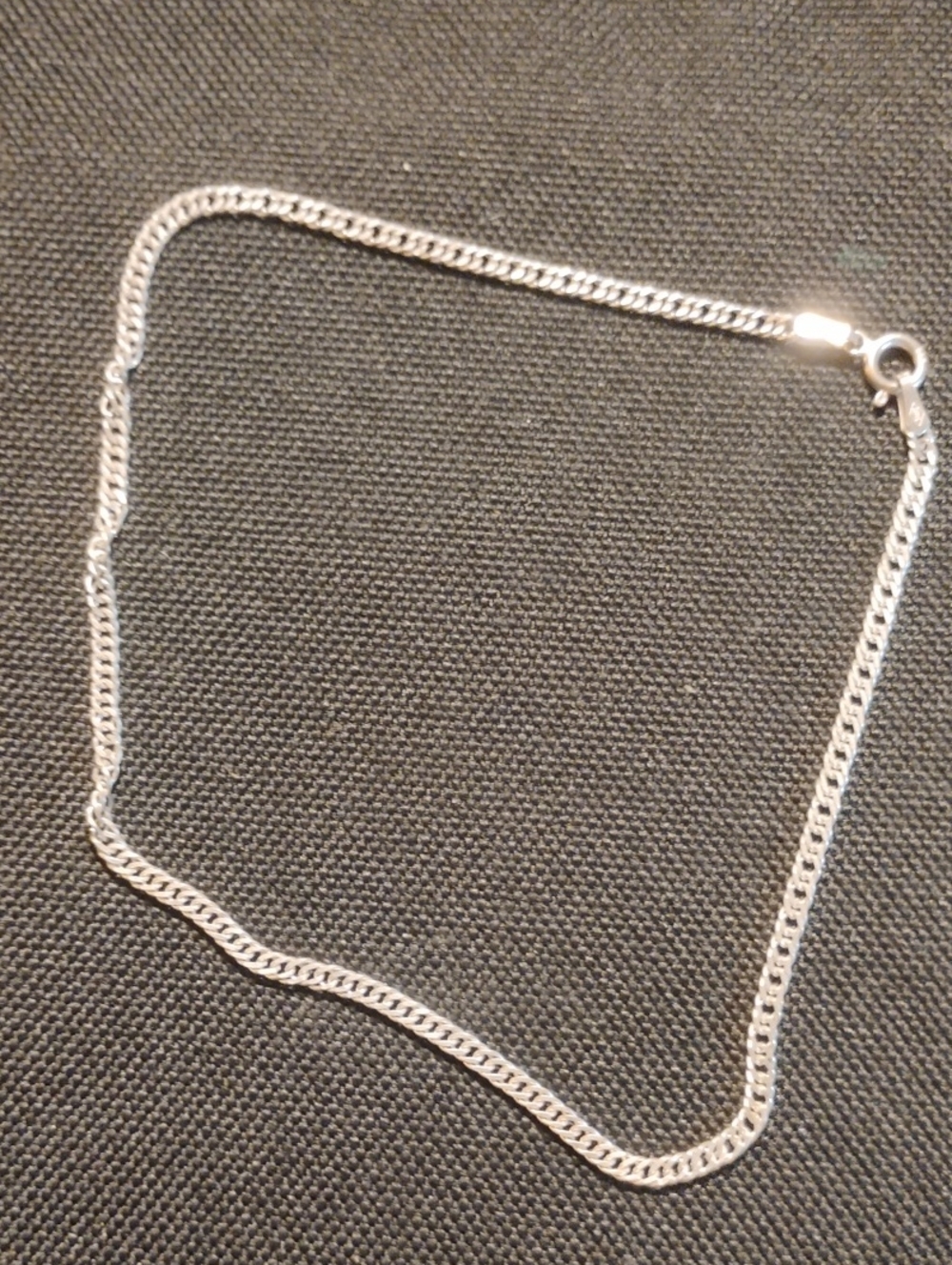 Sterling Silver Women's Herringbone Anklet- Silver